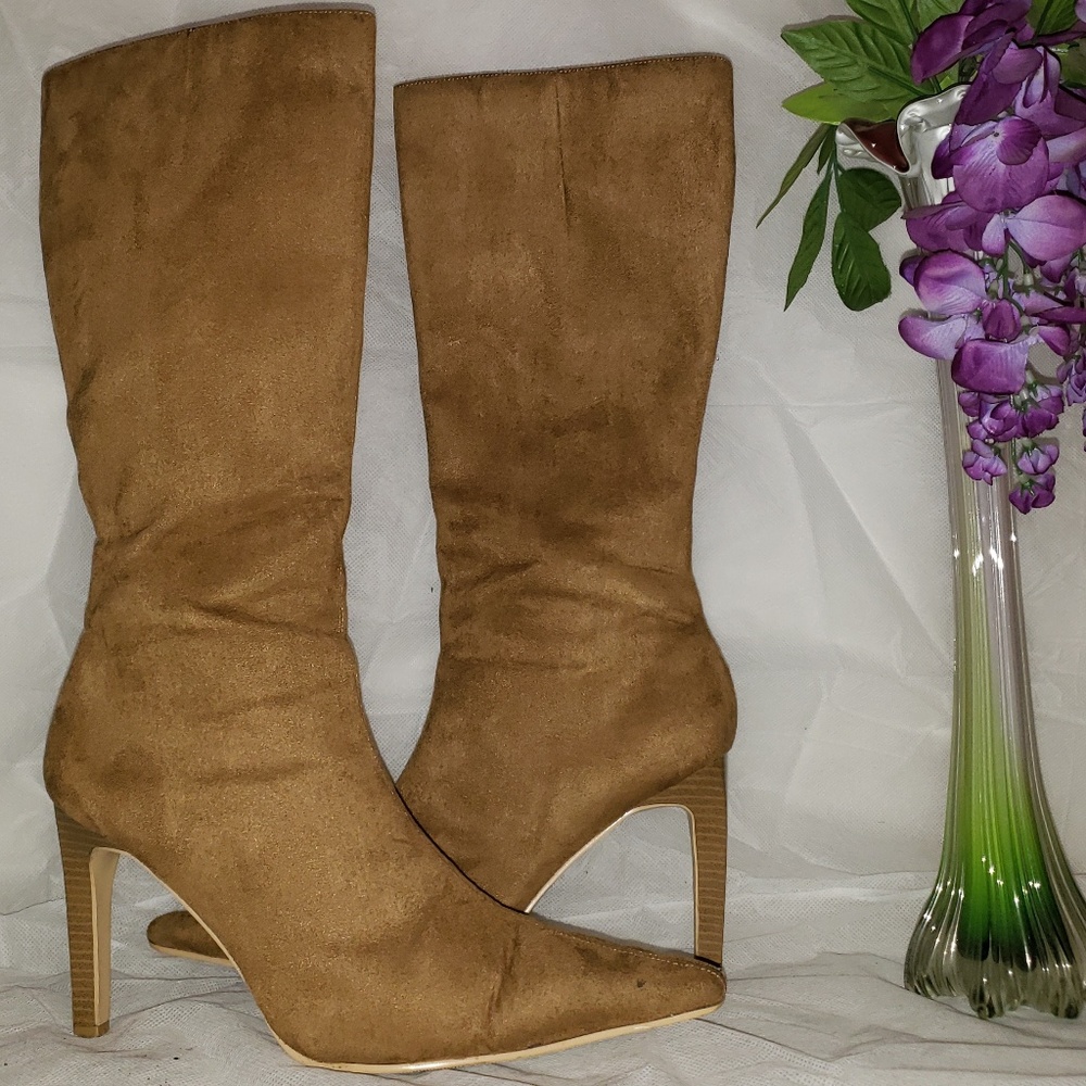 Summer Rio Camel Faux Suede Mid Calf Boots